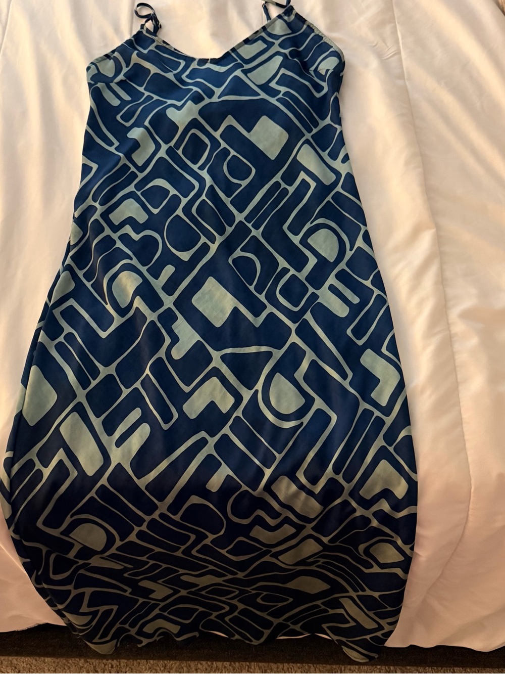 Skatie Blue Geometric Slip Dress